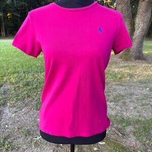 RALPH LAUREN HOT PINK SHORT SLEEVE COTTON T SHIRT MEDIUM ROUND NECK